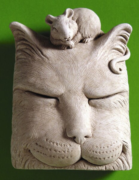 Cat Nip Wall Plaque with Mouse Sculpture